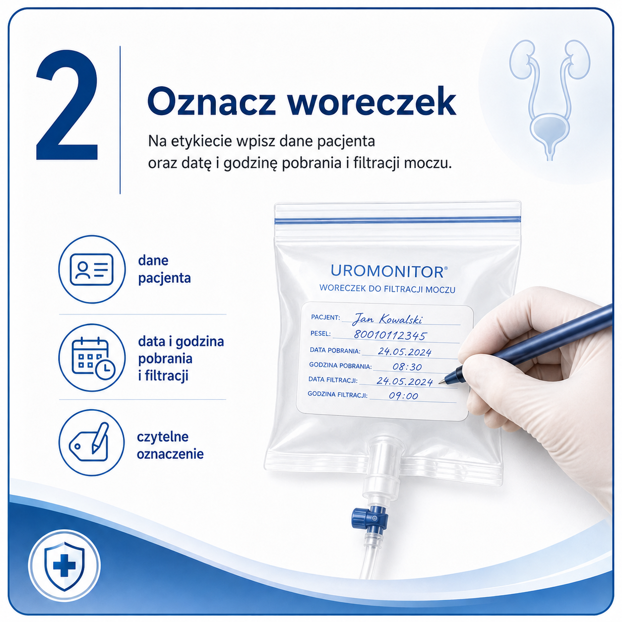 Uromonitor – krok 2: Oznacz woreczek