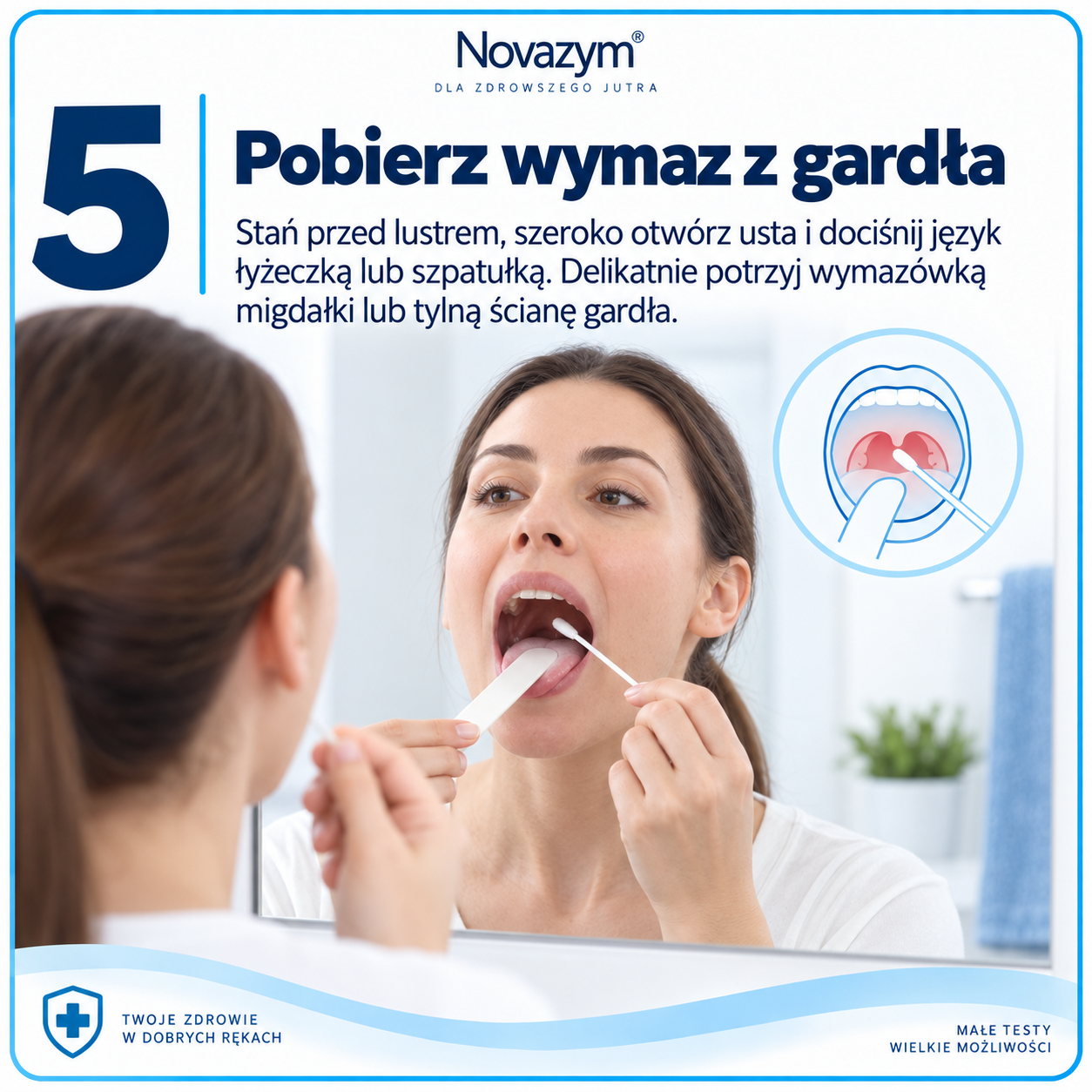 Strep A krok 5 – pobierz wymaz z gardła