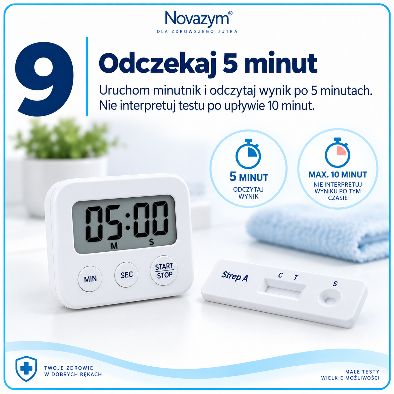 Strep A krok 9 – odczekaj 5 minut